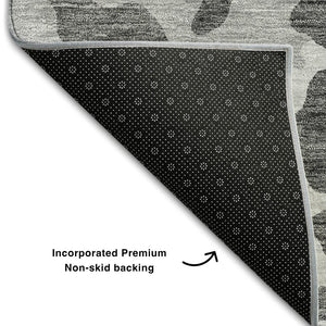 HomeRoots 10' X 14' Gray Animal Print Area Rug – Stylish, Washable, UV-Protected, Perfect for High-Traffic Spaces 669444