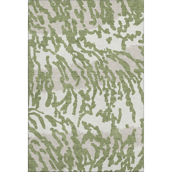 HomeRoots 8' X 10' Stylish Green & Ivory Animal Print Area Rug - Washable, UV-Protected, Durable & Low-Maintenance 669448