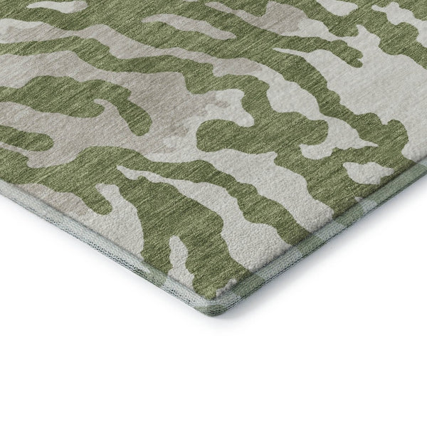 HomeRoots 8' X 10' Stylish Green & Ivory Animal Print Area Rug - Washable, UV-Protected, Durable & Low-Maintenance 669448