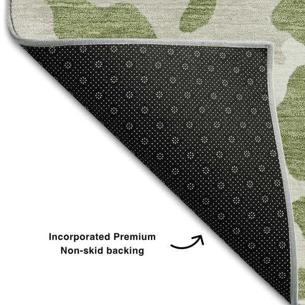 HomeRoots 9' X 12' Stylish Green and Ivory Animal Print Washable Area Rug with UV Protection for Homes 669449