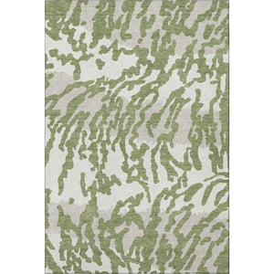 HomeRoots 9' X 12' Stylish Green and Ivory Animal Print Washable Area Rug with UV Protection for Homes 669449
