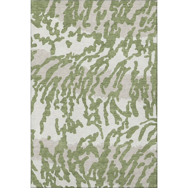 HomeRoots 9' X 12' Stylish Green and Ivory Animal Print Washable Area Rug with UV Protection for Homes 669449