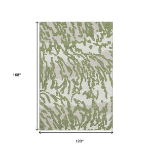 HomeRoots 10' X 14' Green & Ivory Animal Print Area Rug - Washable, UV-Protected, Durable for Indoor & Outdoor Use 669450
