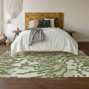 HomeRoots 10' X 14' Green & Ivory Animal Print Area Rug - Washable, UV-Protected, Durable for Indoor & Outdoor Use 669450