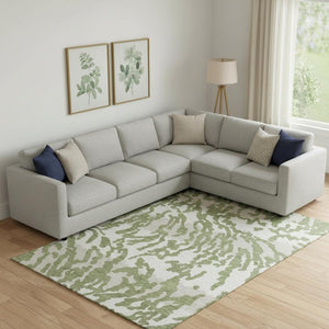 HomeRoots 10' X 14' Green & Ivory Animal Print Area Rug - Washable, UV-Protected, Durable for Indoor & Outdoor Use 669450