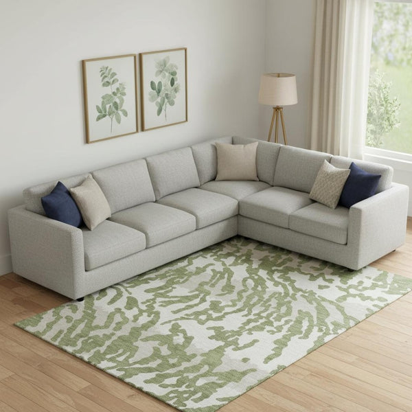 HomeRoots 10' X 14' Green & Ivory Animal Print Area Rug - Washable, UV-Protected, Durable for Indoor & Outdoor Use 669450