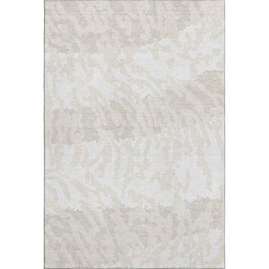 HomeRoots 5' X 8' Ivory and Beige Animal Print Area Rug - Washable, UV Protected, Perfect for Family Spaces! 669452
