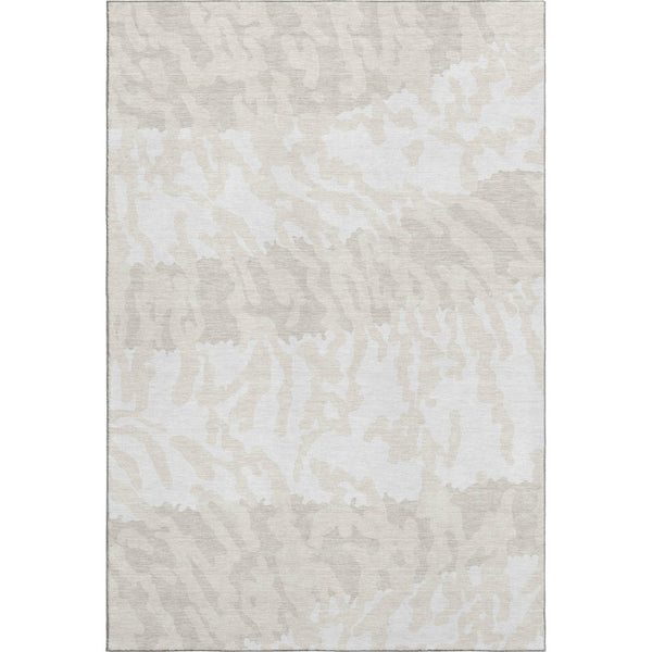 HomeRoots 5' X 8' Ivory and Beige Animal Print Area Rug - Washable, UV Protected, Perfect for Family Spaces! 669452