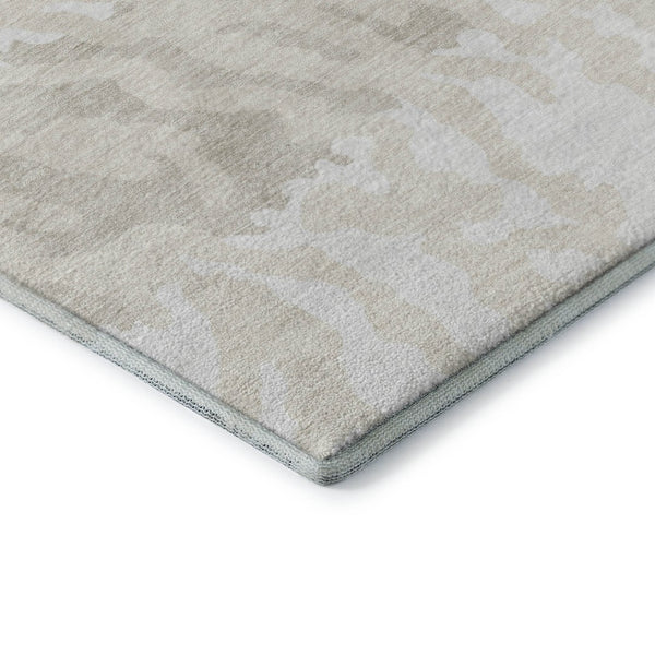 HomeRoots 5' X 8' Ivory and Beige Animal Print Area Rug - Washable, UV Protected, Perfect for Family Spaces! 669452