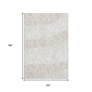 HomeRoots 10' X 14' Ivory and Beige Animal Print Area Rug - Washable, UV Protected & Perfect for Families! 669456