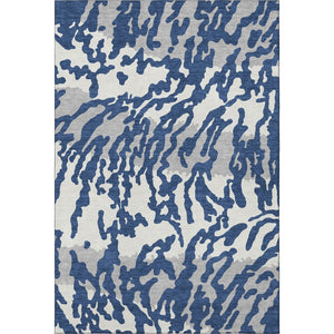 HomeRoots 5' X 8' Stylish Navy Blue & Ivory Animal Print Area Rug - Washable, UV-Protected, Pet-Friendly Design 669458