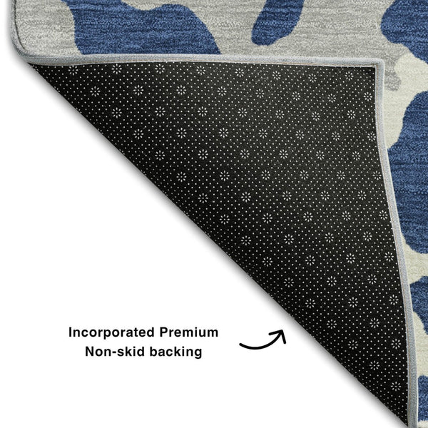 HomeRoots 8' X 10' Navy Blue & Ivory Animal Print Area Rug – Washable, Stain-Resistant, UV Protected & Stylish! 669460