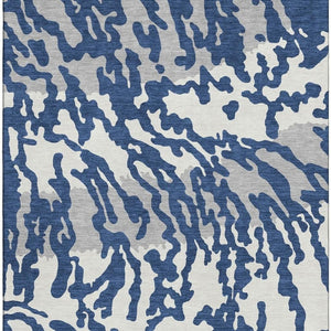 HomeRoots 8' X 10' Navy Blue & Ivory Animal Print Area Rug – Washable, Stain-Resistant, UV Protected & Stylish! 669460