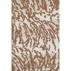 HomeRoots 5' X 8' Versatile Washable Animal Print Rug in Rust and Ivory - Stain Resistant, UV Protected, Durable 669464