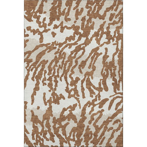 HomeRoots 5' X 8' Versatile Washable Animal Print Rug in Rust and Ivory - Stain Resistant, UV Protected, Durable 669464