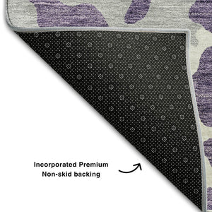 HomeRoots 5' X 8' Bold Purple & Ivory Animal Print Rug - Washable, UV Protected, Perfect for All Spaces! 669470