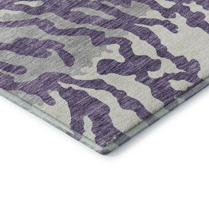 HomeRoots 5' X 8' Bold Purple & Ivory Animal Print Rug - Washable, UV Protected, Perfect for All Spaces! 669470