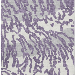 HomeRoots 5' X 8' Bold Purple & Ivory Animal Print Rug - Washable, UV Protected, Perfect for All Spaces! 669470