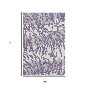 HomeRoots 8' X 10' Washable Purple & Ivory Animal Print Area Rug – Durable, UV Protected, Easy-Care Design 669472
