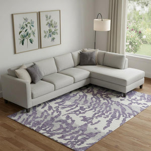 HomeRoots 8' X 10' Washable Purple & Ivory Animal Print Area Rug – Durable, UV Protected, Easy-Care Design 669472