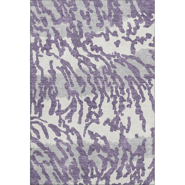 HomeRoots 8' X 10' Washable Purple & Ivory Animal Print Area Rug – Durable, UV Protected, Easy-Care Design 669472