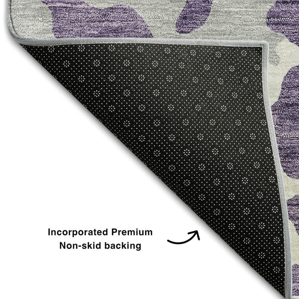 HomeRoots 8' X 10' Washable Purple & Ivory Animal Print Area Rug – Durable, UV Protected, Easy-Care Design 669472