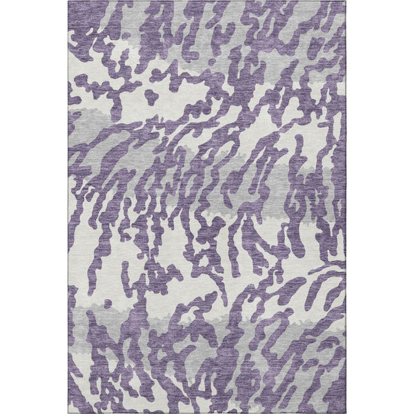 HomeRoots 8' X 10' Washable Purple & Ivory Animal Print Area Rug – Durable, UV Protected, Easy-Care Design 669472