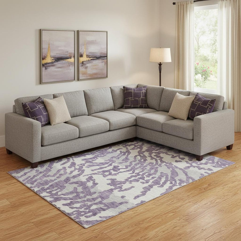 HomeRoots 10' X 14' Purple And Ivory Animal Print Area Rug – Washable, UV-Protected, Perfect for High-Traffic Spaces 669474