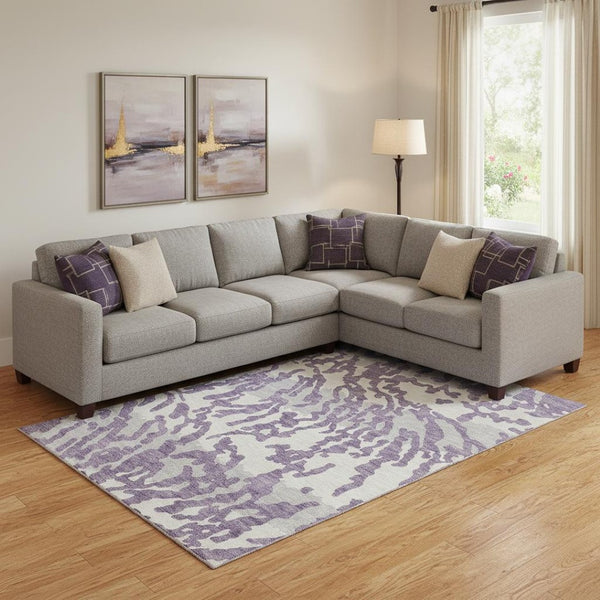 HomeRoots 10' X 14' Purple And Ivory Animal Print Area Rug – Washable, UV-Protected, Perfect for High-Traffic Spaces 669474