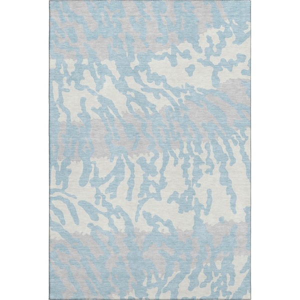 HomeRoots 5' X 8' Sky Blue & Ivory Animal Print Area Rug - Durable, Stain-Resistant, UV-Protected Design! 669476