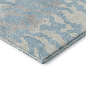 HomeRoots 8' Sky Blue & Ivory Animal Print Washable Round Rug - Durable, Stain Resistant & UV Protected Design 669477
