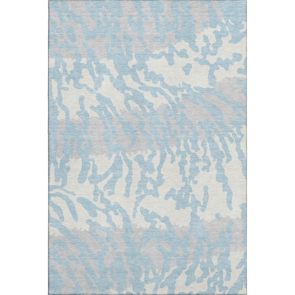 HomeRoots 8' X 10' Sky Blue & Ivory Animal Print Washable Area Rug - UV Protected, Stain-Resistant & Durable! 669478