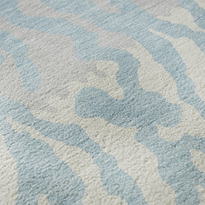 HomeRoots 8' X 10' Sky Blue & Ivory Animal Print Washable Area Rug - UV Protected, Stain-Resistant & Durable! 669478