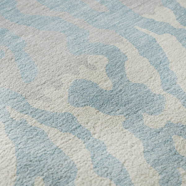HomeRoots 8' X 10' Sky Blue & Ivory Animal Print Washable Area Rug - UV Protected, Stain-Resistant & Durable! 669478