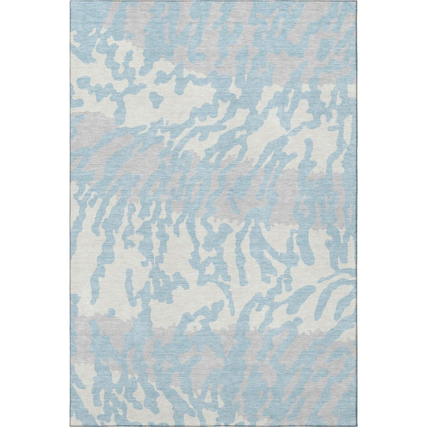 HomeRoots 9' X 12' Sky Blue & Ivory Animal Print Area Rug – Soft, Stain-Resistant, UV-Protected for Family Spaces 669479