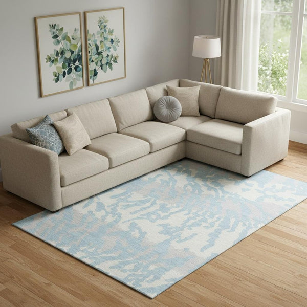 HomeRoots 10' Sky Blue & Ivory Animal Print Washable Area Rug - UV Protected, Stain Resistant, Durable Design 669480