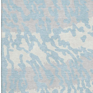 HomeRoots 10' Sky Blue & Ivory Animal Print Washable Area Rug - UV Protected, Stain Resistant, Durable Design 669480