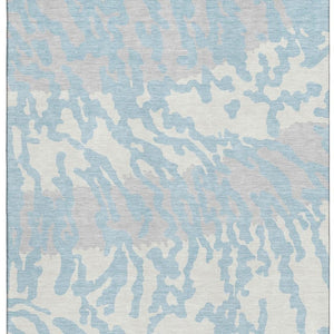 HomeRoots 10' Sky Blue & Ivory Animal Print Washable Area Rug - UV Protected, Stain Resistant, Durable Design 669480