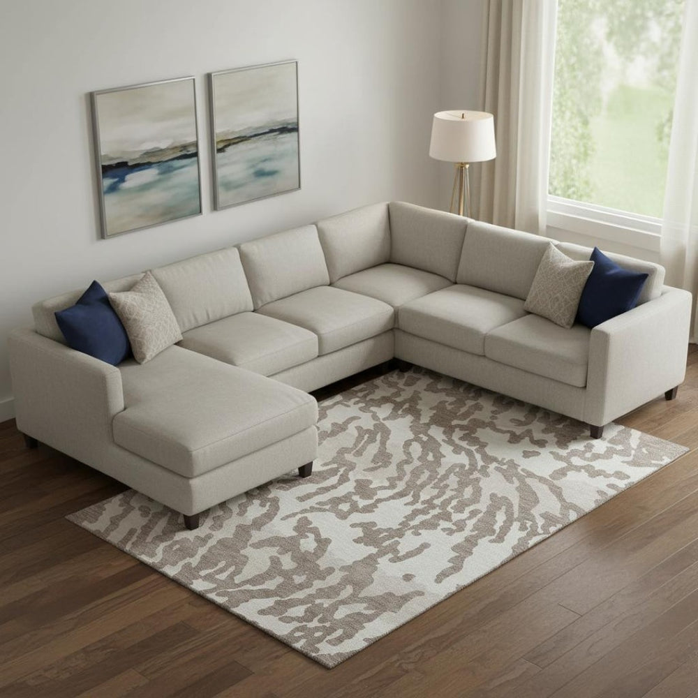 HomeRoots 8' X 10' Taupe and Ivory Animal Print Area Rug - Durable, Washable, UV Protected for Busy Homes 669484