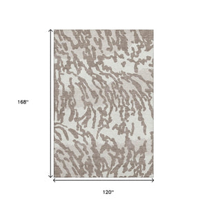 HomeRoots 10' X 14' Taupe And Ivory Animal Print Rug – Washable, UV-Protected, Stain-Resistant for Busy Homes 669486