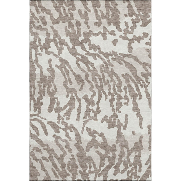 HomeRoots 10' X 14' Taupe And Ivory Animal Print Rug – Washable, UV-Protected, Stain-Resistant for Busy Homes 669486