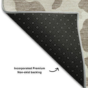 HomeRoots 10' X 14' Taupe And Ivory Animal Print Rug – Washable, UV-Protected, Stain-Resistant for Busy Homes 669486