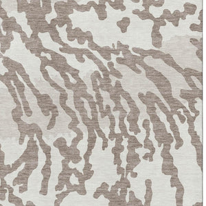 HomeRoots 10' X 14' Taupe And Ivory Animal Print Rug – Washable, UV-Protected, Stain-Resistant for Busy Homes 669486