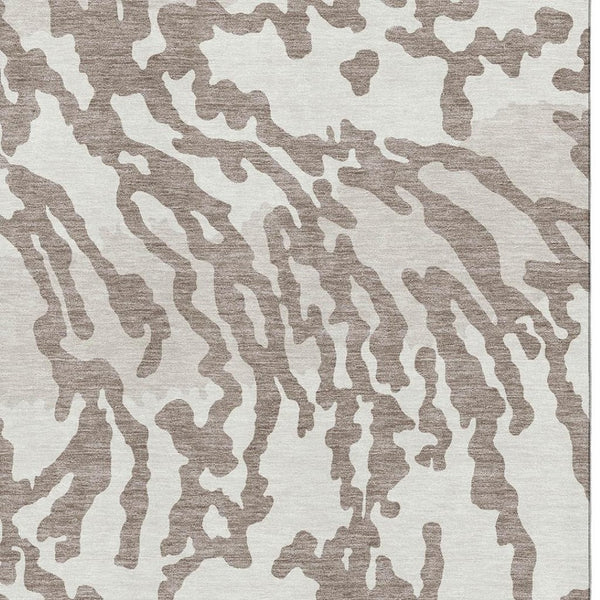 HomeRoots 10' X 14' Taupe And Ivory Animal Print Rug – Washable, UV-Protected, Stain-Resistant for Busy Homes 669486