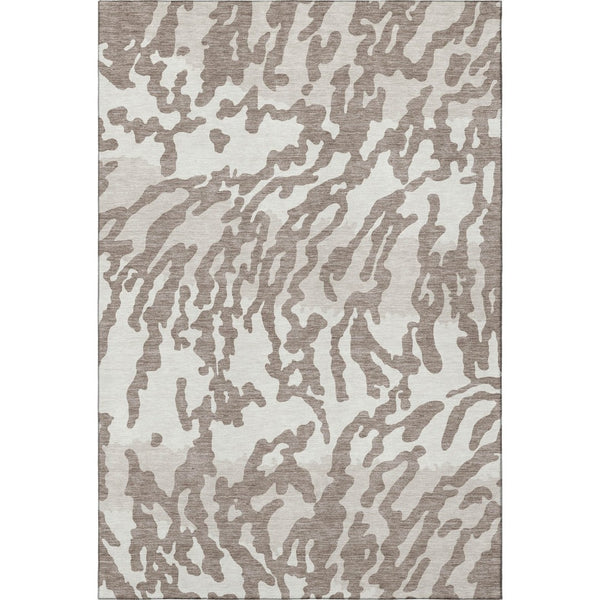HomeRoots 10' X 14' Taupe And Ivory Animal Print Rug – Washable, UV-Protected, Stain-Resistant for Busy Homes 669486