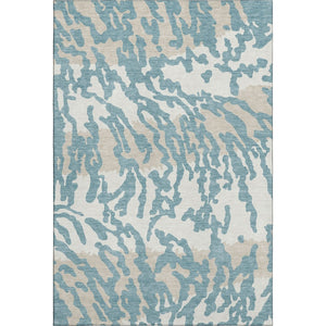 HomeRoots 5' Teal and Ivory Animal Print Area Rug – Washable, UV-Protected, Stain-Resistant for Any Room 669488