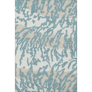 HomeRoots 5' Teal and Ivory Animal Print Area Rug – Washable, UV-Protected, Stain-Resistant for Any Room 669488