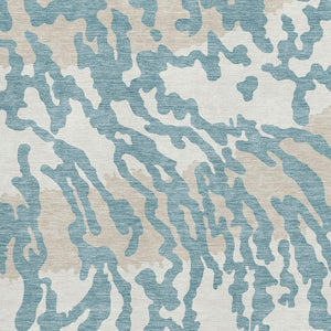 HomeRoots 8' X 10' Teal & Ivory Animal Print Area Rug – Stylish, Washable, UV-Protected & Perfect for Homes 669490