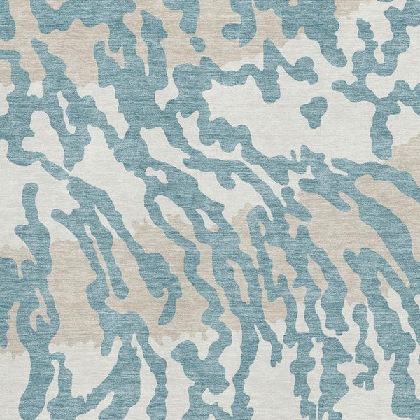 HomeRoots 8' X 10' Teal & Ivory Animal Print Area Rug – Stylish, Washable, UV-Protected & Perfect for Homes 669490