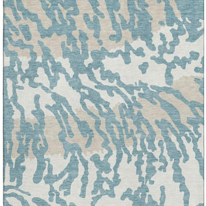 HomeRoots 10' Teal and Ivory Animal Print Washable Area Rug - Durable, UV-Protected, Perfect for High Traffic Spaces 669492
